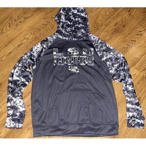 Colosseum Brand LSU Tigers Military Gray Camo Hoodie Sweatshirt Mens XL